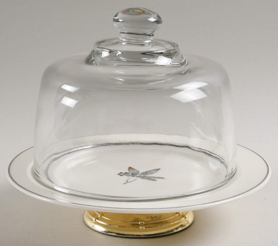 Glenwood 6 1/2"-7 1/2" Footed Cheese Plate w/ Glass Dome HC by Castleton (USA)-1