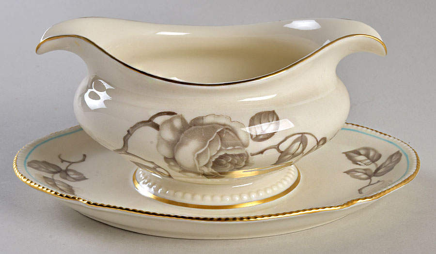Gloria Gravy Boat with Attached Underplate by Castleton (USA)-1