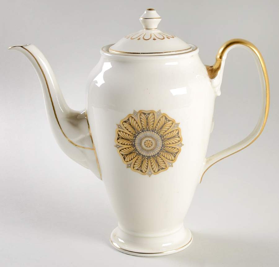 Gold Medallion Coffee Pot & Lid by Castleton (USA)-1