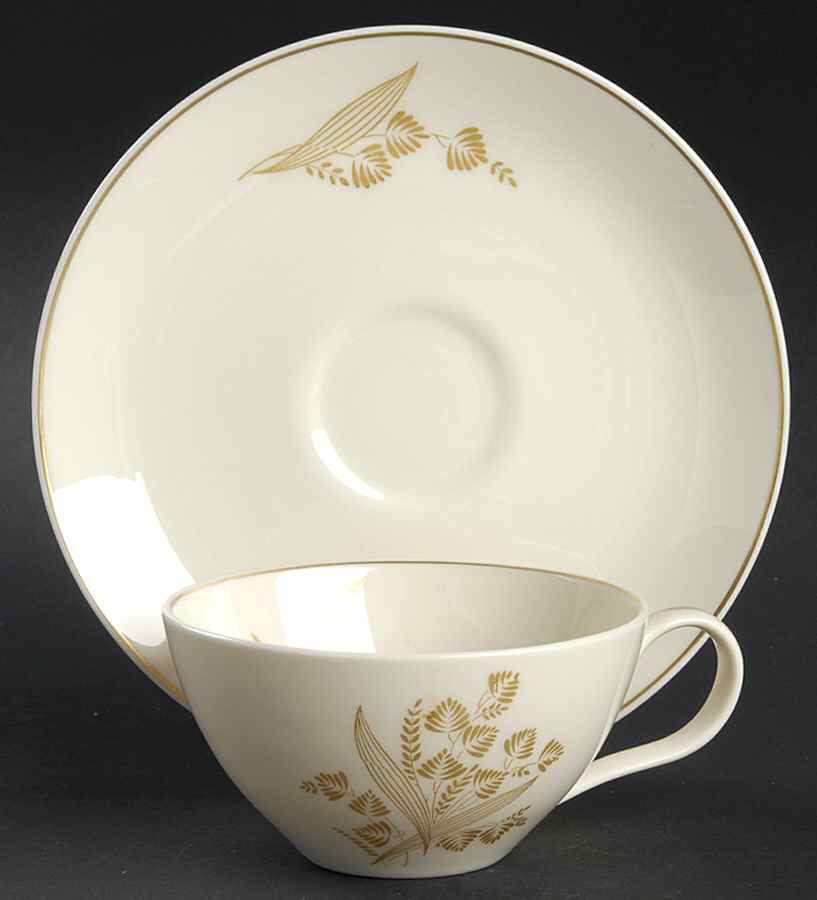 Golden Meadow Flat Cup & Saucer Set by Castleton (USA)-1
