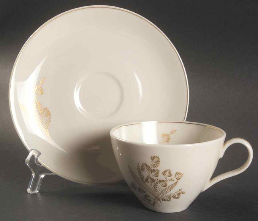 Golden Meadow Flat Cup & Saucer Set by Castleton (USA)-1