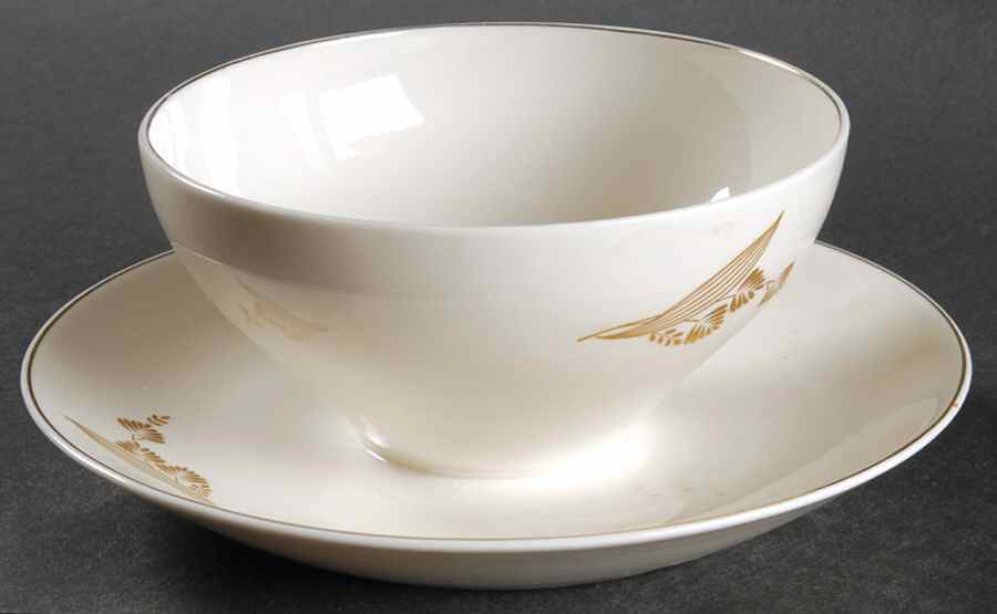 Golden Meadow Gravy Boat with Attached Underplate by Castleton (USA)-1
