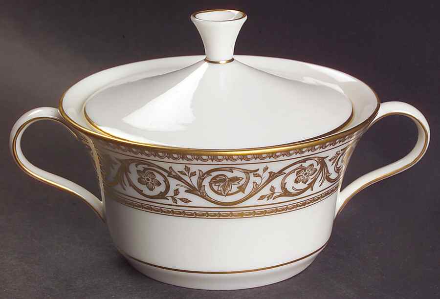 Golden Scroll Sugar Bowl & Lid by Castleton (USA)-1