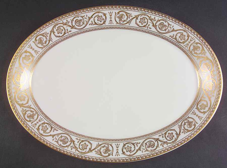 Golden Scroll 15" Oval Serving Platter by Castleton (USA)-1