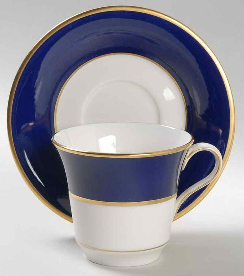 Indigo Flat Cup & Saucer Set by Castleton (USA)-1