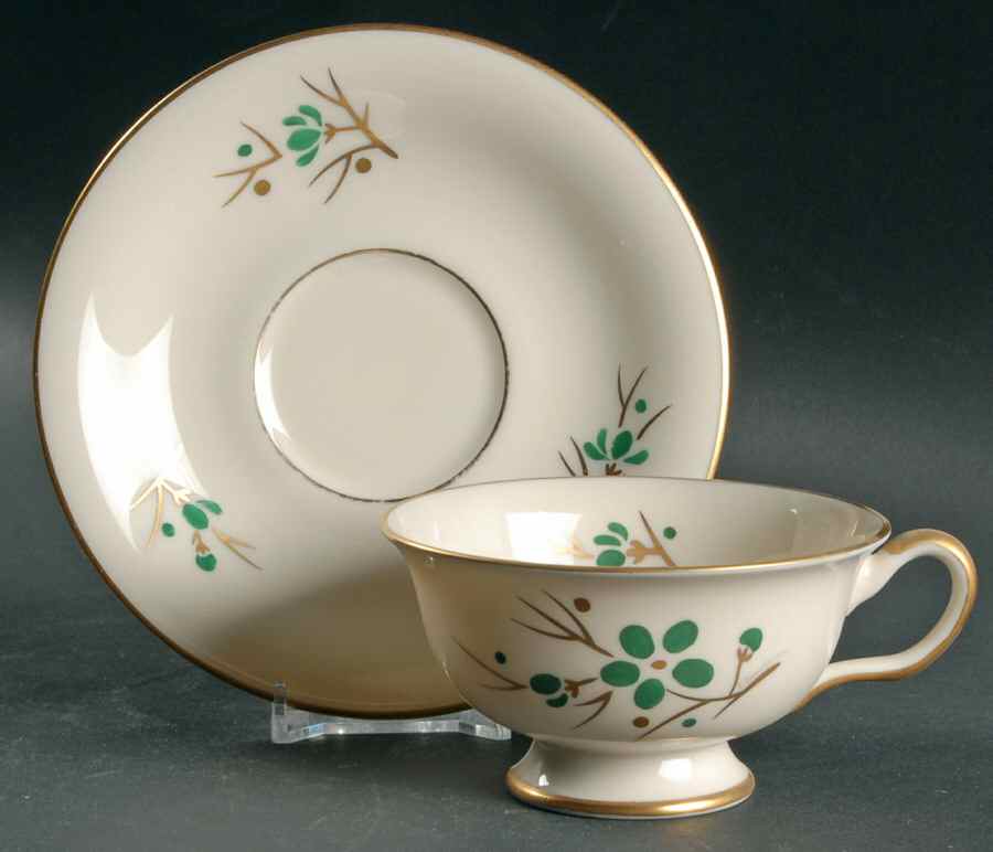Jade Footed Cup & Saucer Set by Castleton (USA)-1