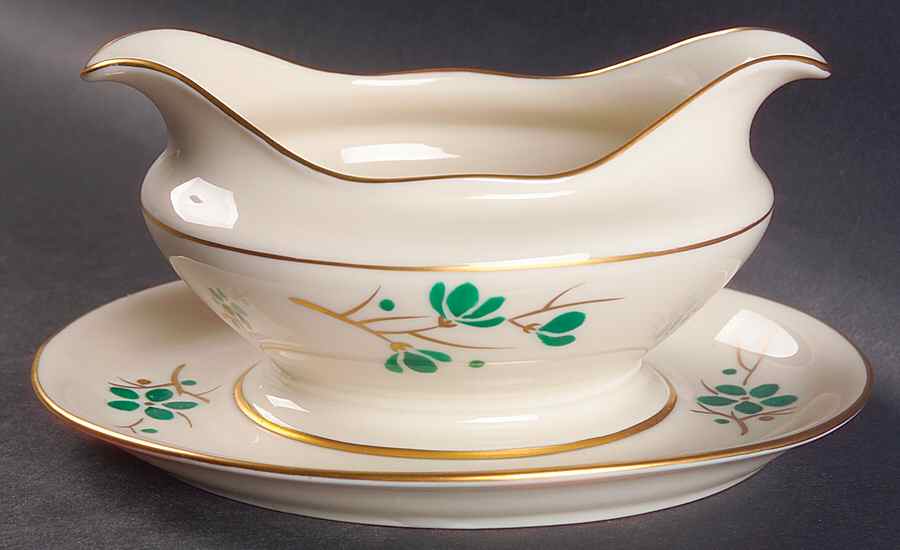 Jade Gravy Boat with Attached Underplate by Castleton (USA)-1