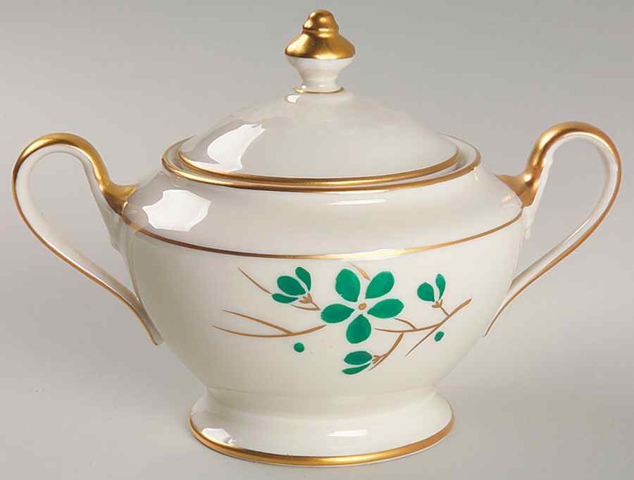 Jade Sugar Bowl & Lid by Castleton (USA)-1