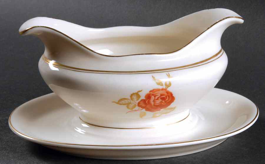 June Gravy Boat with Attached Underplate by Castleton (USA)-1