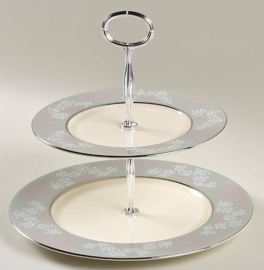 Lace 6 5/8"-10"  2 Tiered Serving Tray (Dp, Sp) HC by Castleton (USA)-1