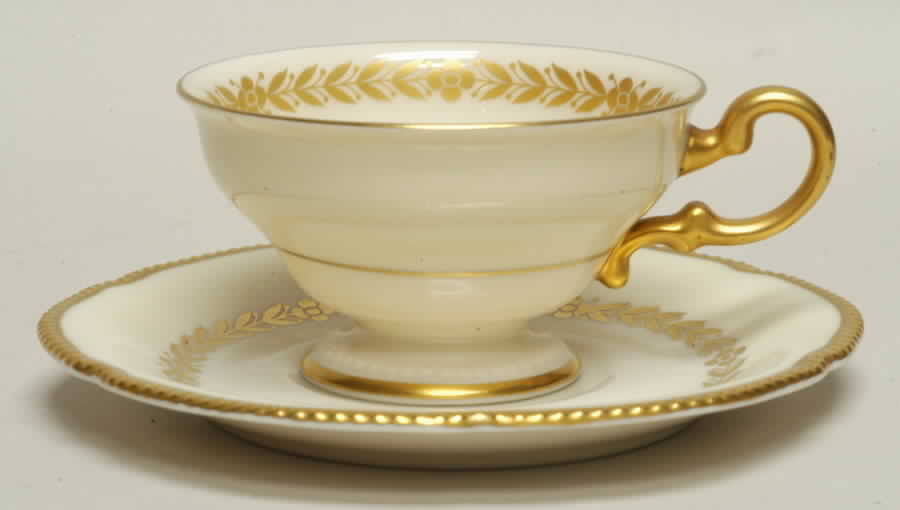 Laurel Footed Cup & Saucer Set by Castleton (USA)-1
