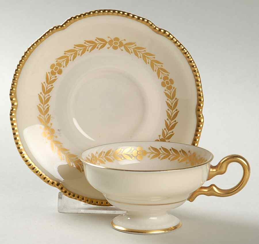 Laurel Footed Demitasse Cup & Saucer Set by Castleton (USA)-1