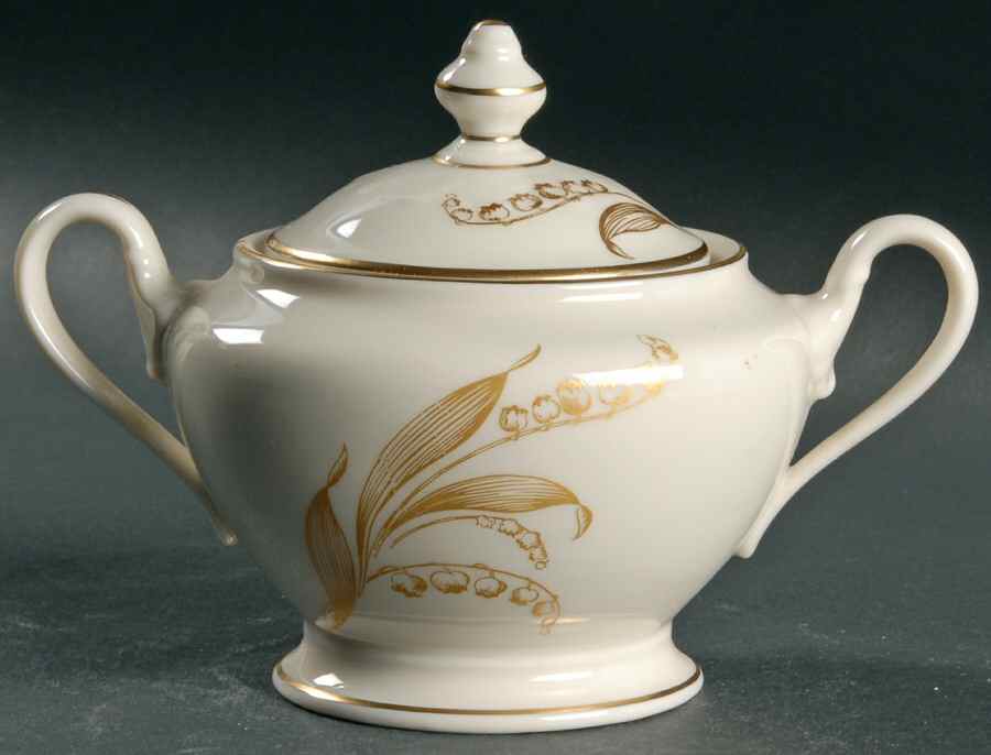 Lily of the Valley Sugar Bowl & Lid by Castleton (USA)-1
