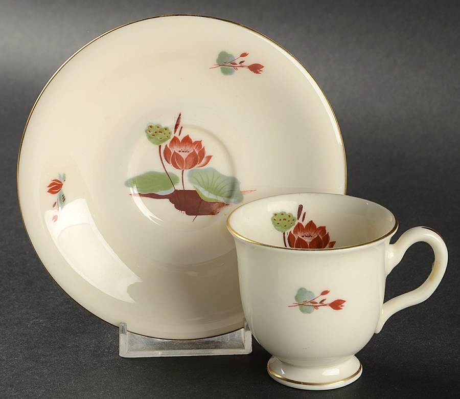 Lotus Footed Demitasse Cup & Saucer Set by Castleton (USA)-1