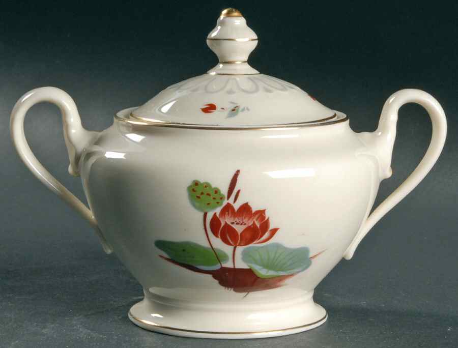 Lotus Sugar Bowl & Lid by Castleton (USA)-1