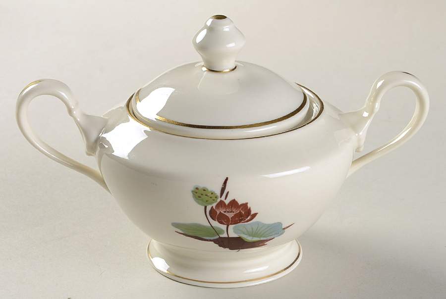 Lotus Sugar Bowl & Lid by Castleton (USA)-1