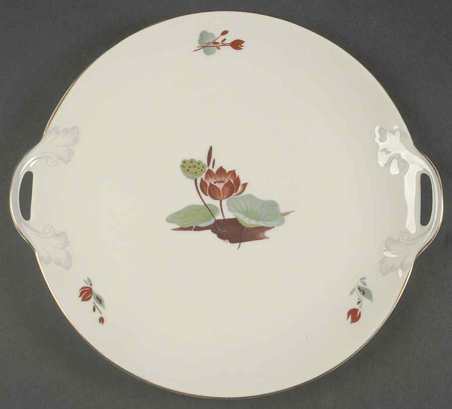 Lotus Handled Cake Plate by Castleton (USA)-1
