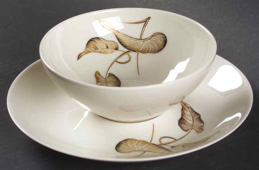 Lyana (Coupe Shape) Flat Cream Soup Bowl & Saucer Set by Castleton (USA)-1