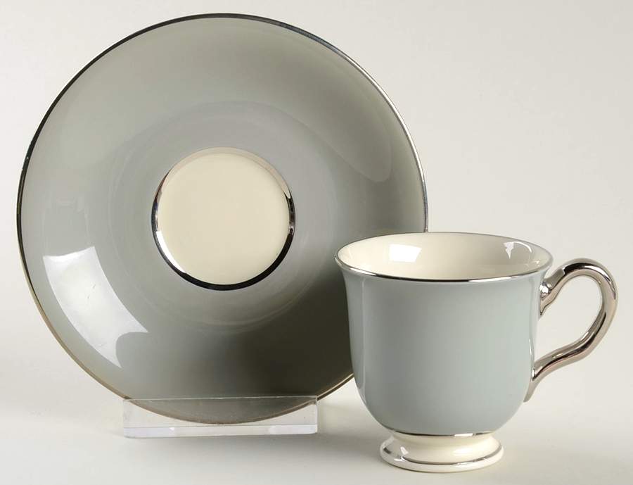 Lyric Footed Demitasse Cup & Saucer Set by Castleton (USA)-1