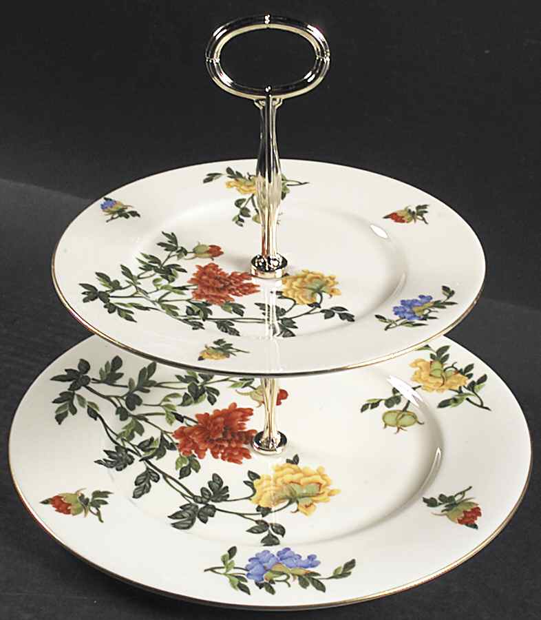 Ma Lin 6 5/8"-10"  2 Tiered Serving Tray (Dp, Sp) HC by Castleton (USA)-1