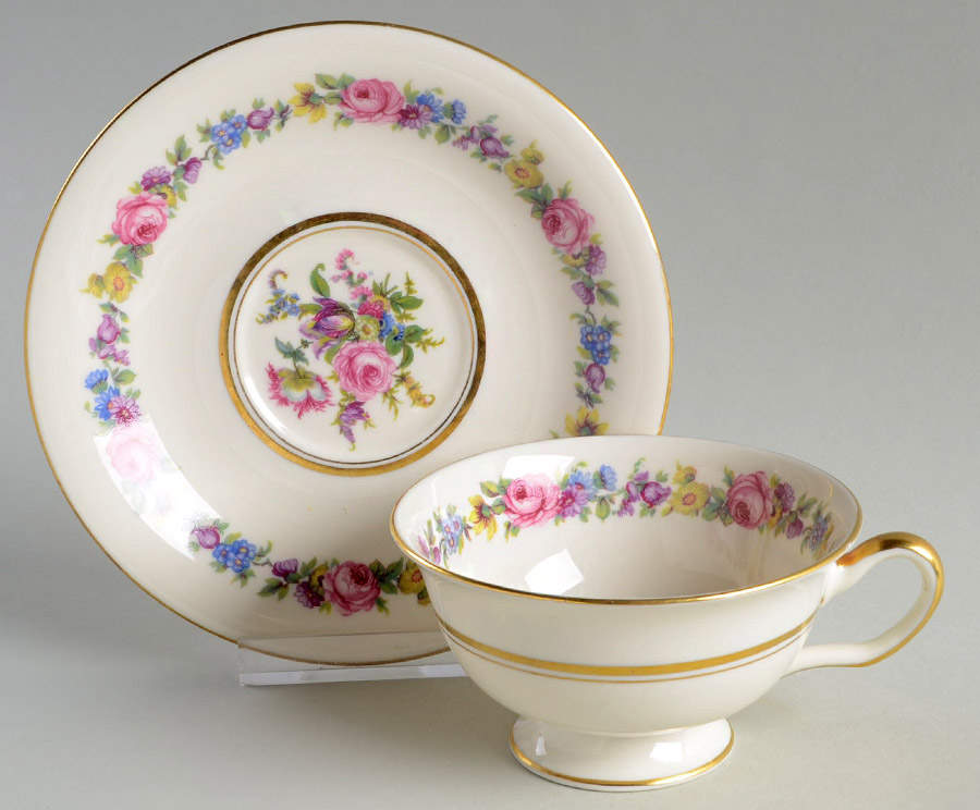 Manor Footed Cup & Saucer Set by Castleton (USA)-1