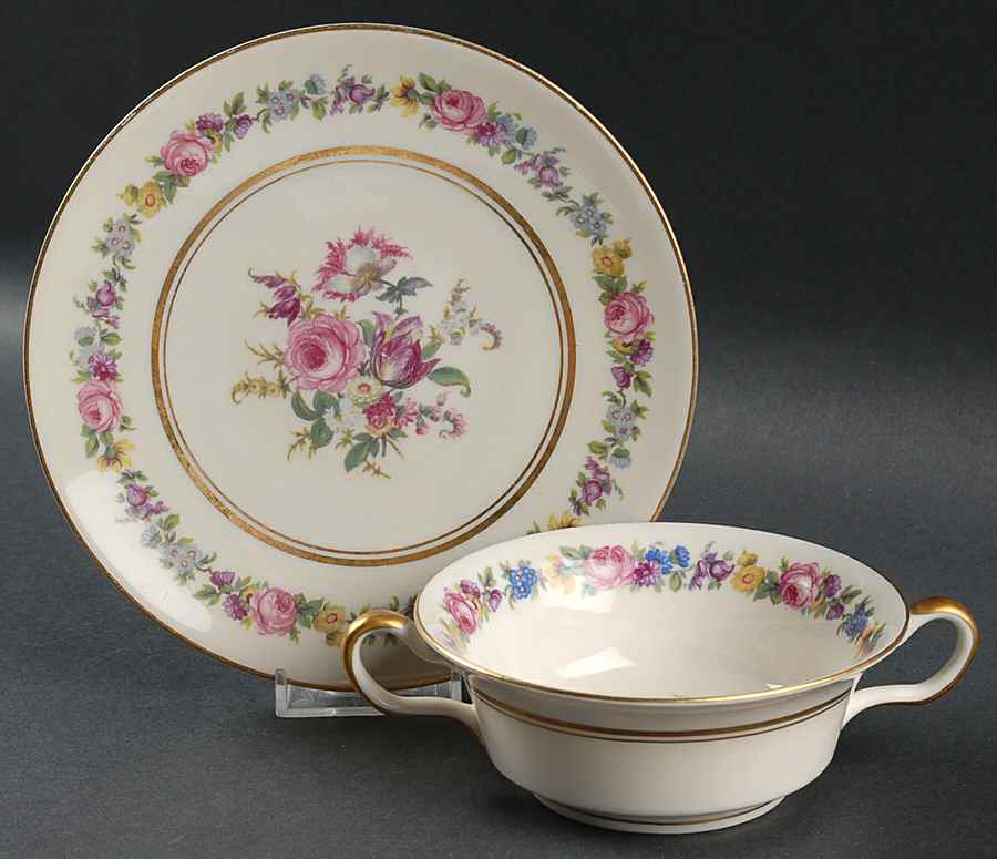 Manor Flat Cream Soup Bowl & Saucer Set by Castleton (USA)-1