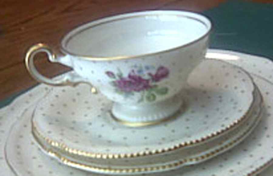 Martha Washington Footed Cup & Saucer Set by Castleton (USA)-1