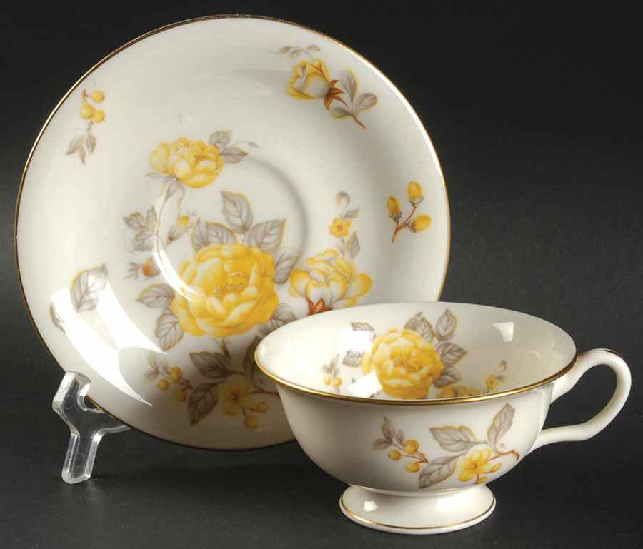 Mayfair Footed Cup & Saucer Set by Castleton (USA)-1