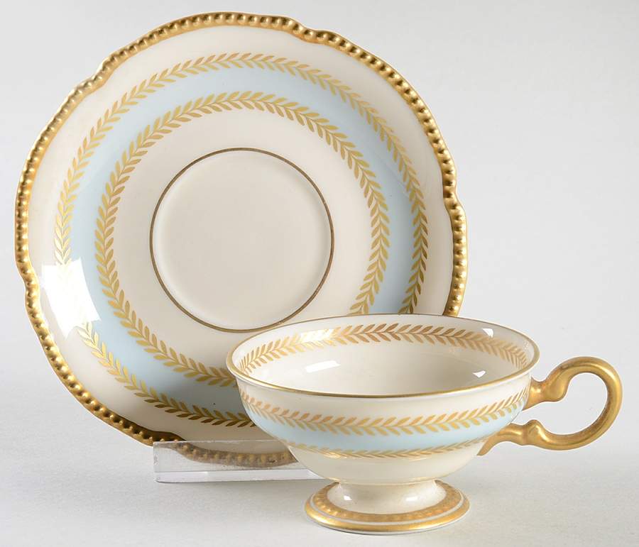 Mercedes Footed Demitasse Cup & Saucer Set by Castleton (USA)-1