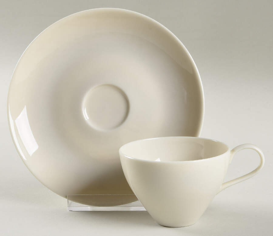 Museum White Flat Demitasse Cup & Saucer Set by Castleton (USA)-1
