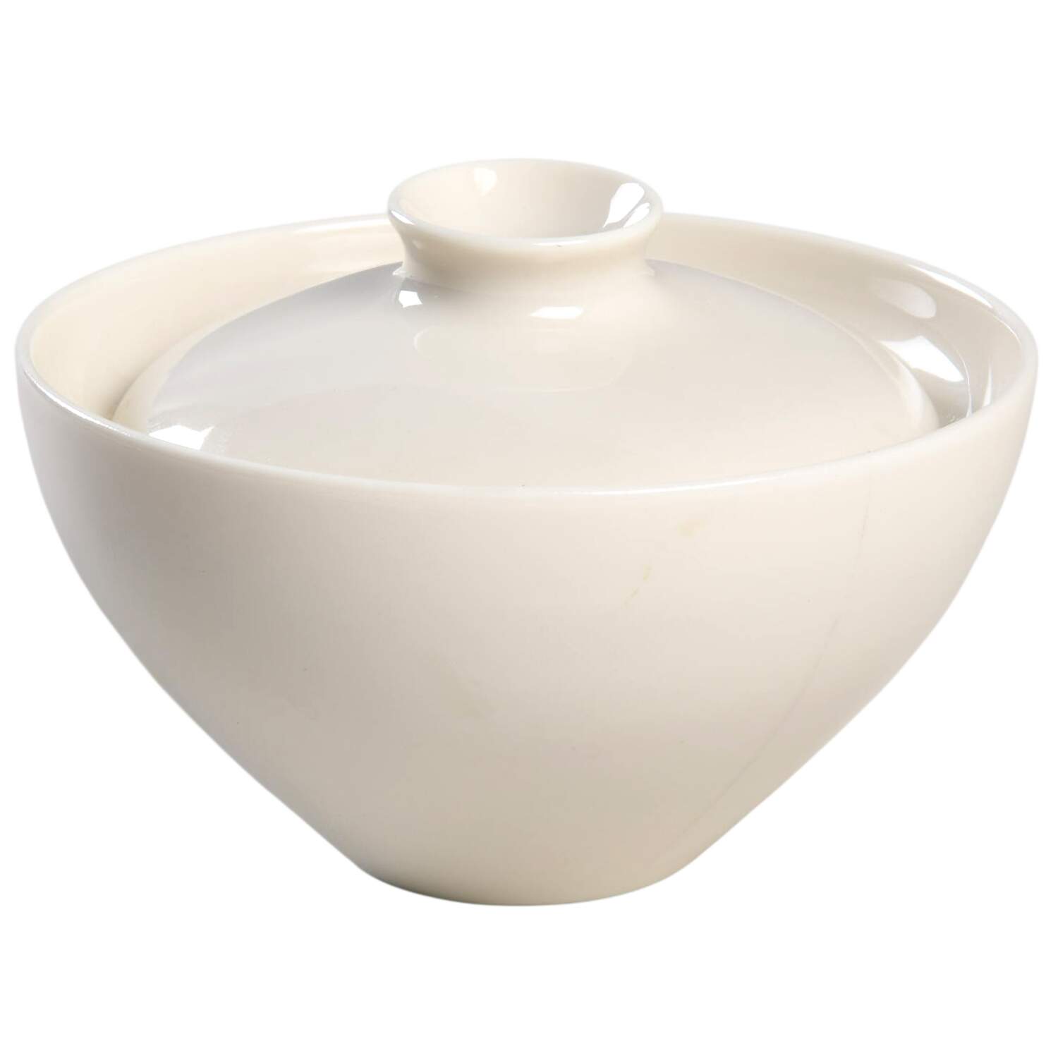 Museum White Sugar Bowl & Lid by Castleton (USA)-1