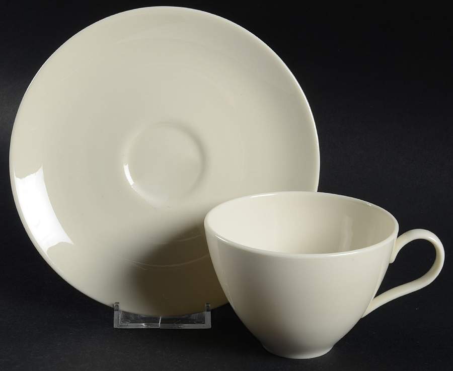 Museum White Flat Cup & Saucer Set by Castleton (USA)-1