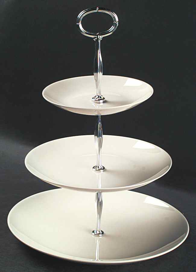 Museum White 13 7/8"-14 1/4" 3-Tiered Serving Tray(DP,SP,BB) HC by Castleton (USA)-1