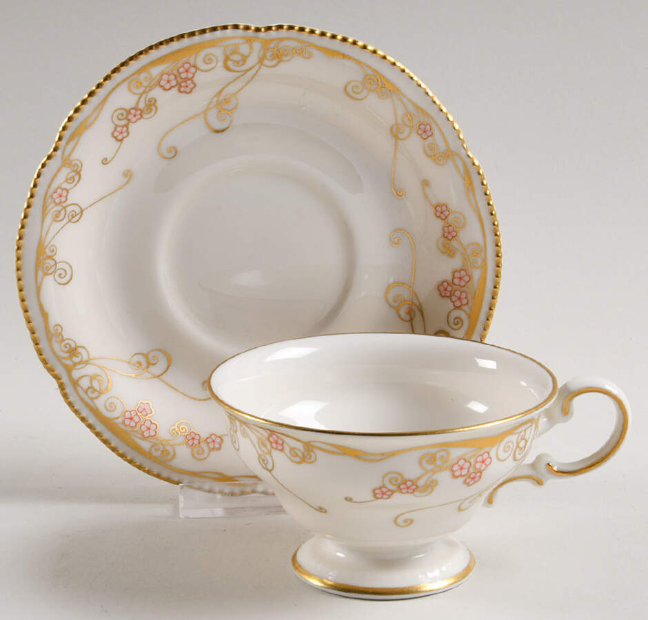Nouvelle Footed Cup & Saucer Set by Castleton (USA)-1
