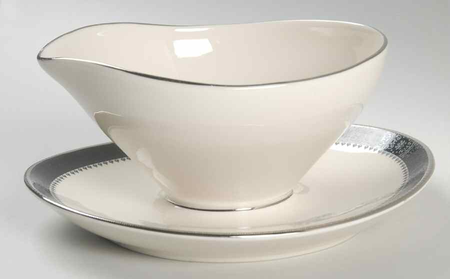 Persian Brocade Gravy Boat with Attached Underplate by Castleton (USA)-1