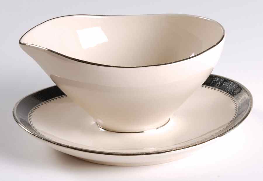 Persian Brocade Gravy Boat with Attached Underplate by Castleton (USA)-1