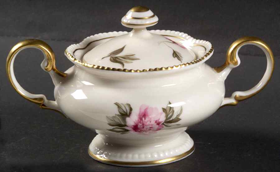 Peony Sugar Bowl & Lid by Castleton (USA)-1