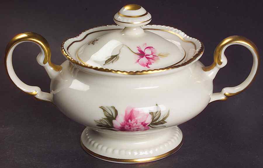 Peony Sugar Bowl & Lid by Castleton (USA)-1