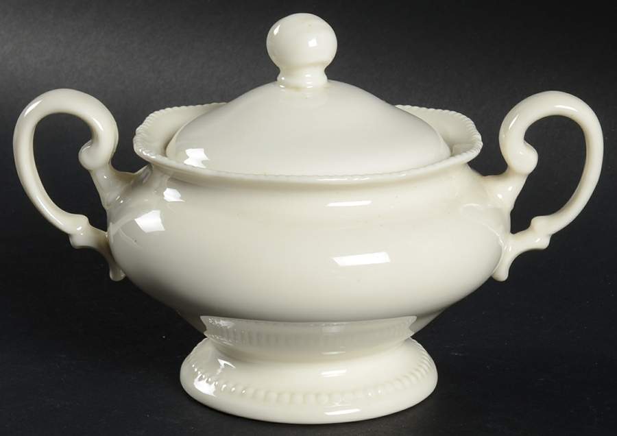 Pearl White Sugar Bowl & Lid by Castleton (USA)-1
