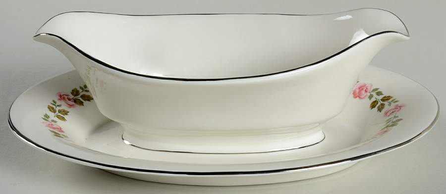 Picardy Gravy Boat with Attached Underplate by Castleton (USA)-1