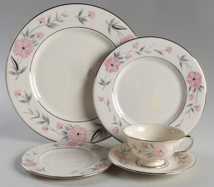 Priscilla (Platinum Trim) 5 Piece Place Setting by Castleton (USA)-1