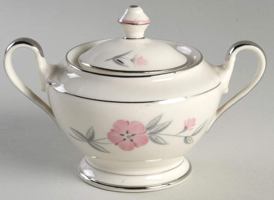 Priscilla (Platinum Trim) Sugar Bowl & Lid by Castleton (USA)-1