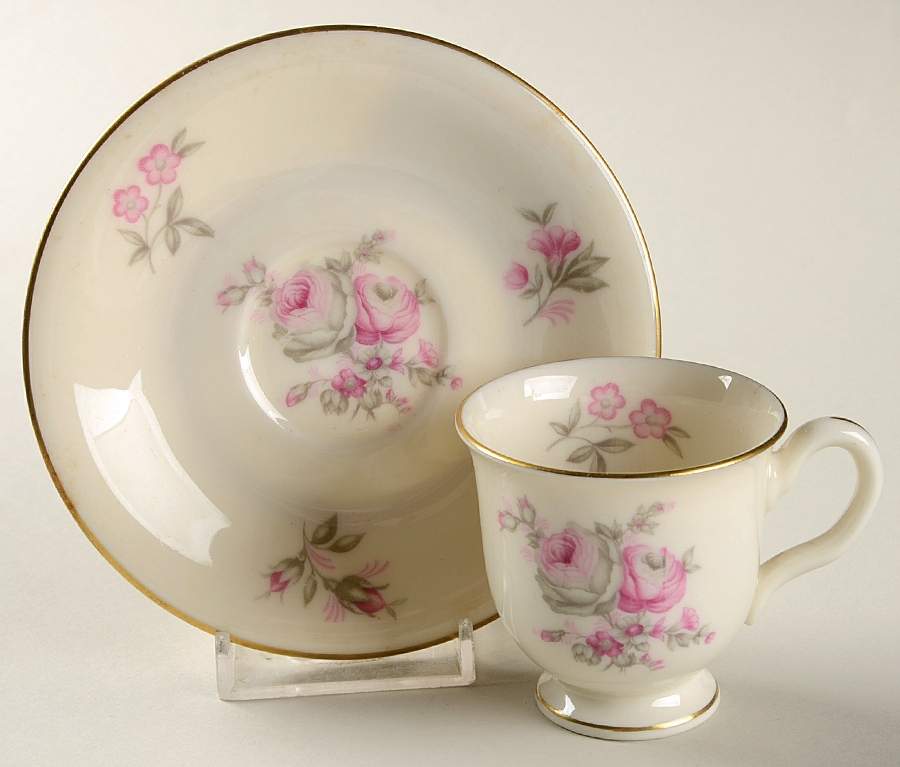 Rosalie Footed Demitasse Cup & Saucer Set by Castleton (USA)-1