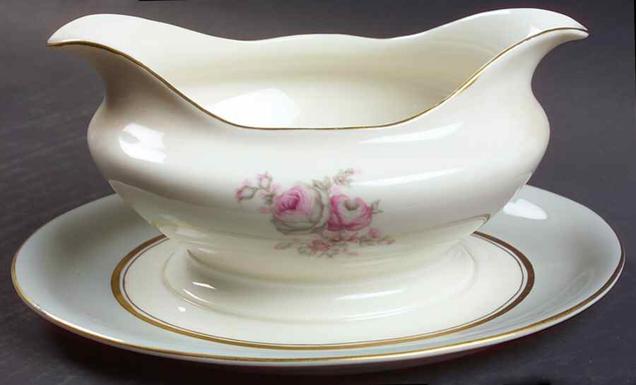 Rosemere Gravy Boat with Attached Underplate by Castleton (USA)-1