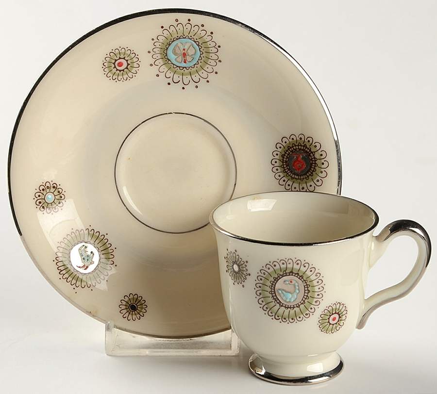 Sakarra Footed Demitasse Cup & Saucer Set by Castleton (USA)-1