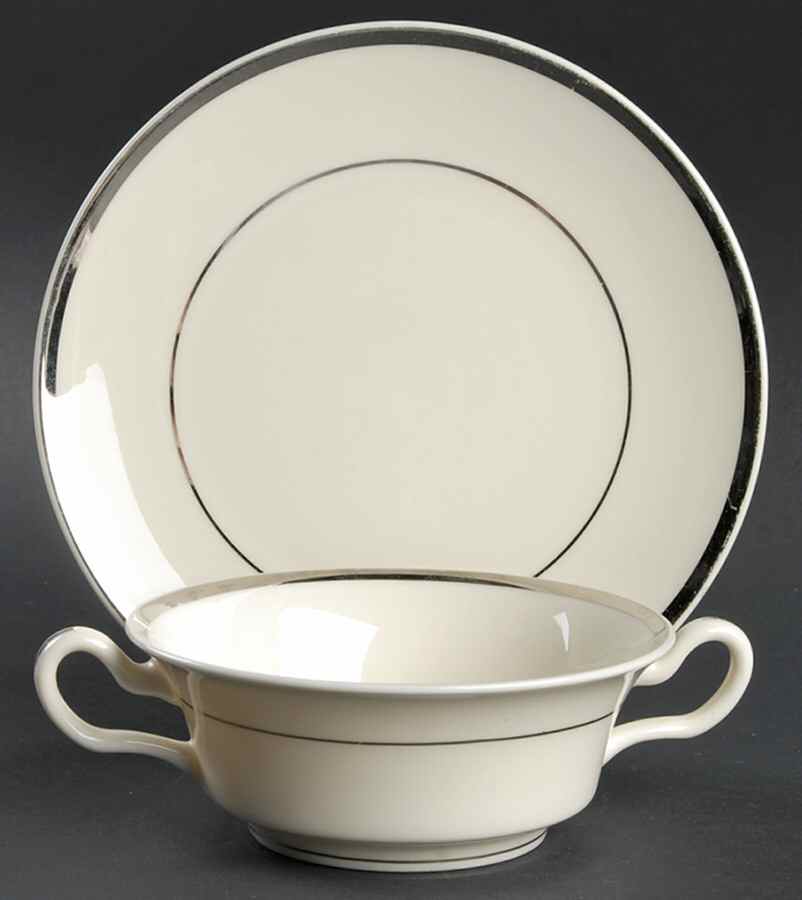 St. Regis Footed Cream Soup Bowl & Saucer Set by Castleton (USA)-1