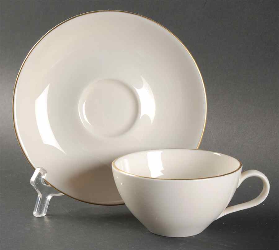 Symmetra (Gold) Flat Cup & Saucer Set by Castleton (USA)-1