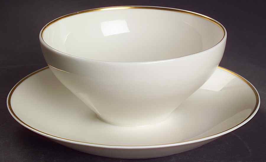 Symmetra (Gold) Gravy Boat with Attached Underplate by Castleton (USA)-1