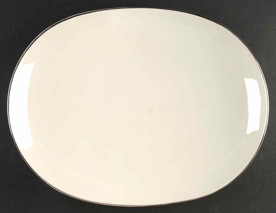Symmetra (Platinum) 14" Oval Serving Platter by Castleton (USA)-1