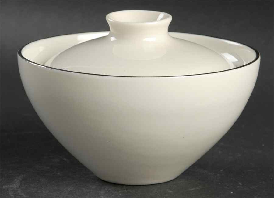 Symmetra (Platinum) Sugar Bowl & Lid by Castleton (USA)-1